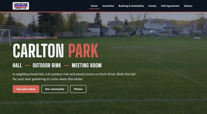 Carlton Park Community Club website by JamFam Media