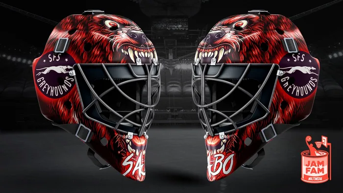Goalie helmet by JamFam Media