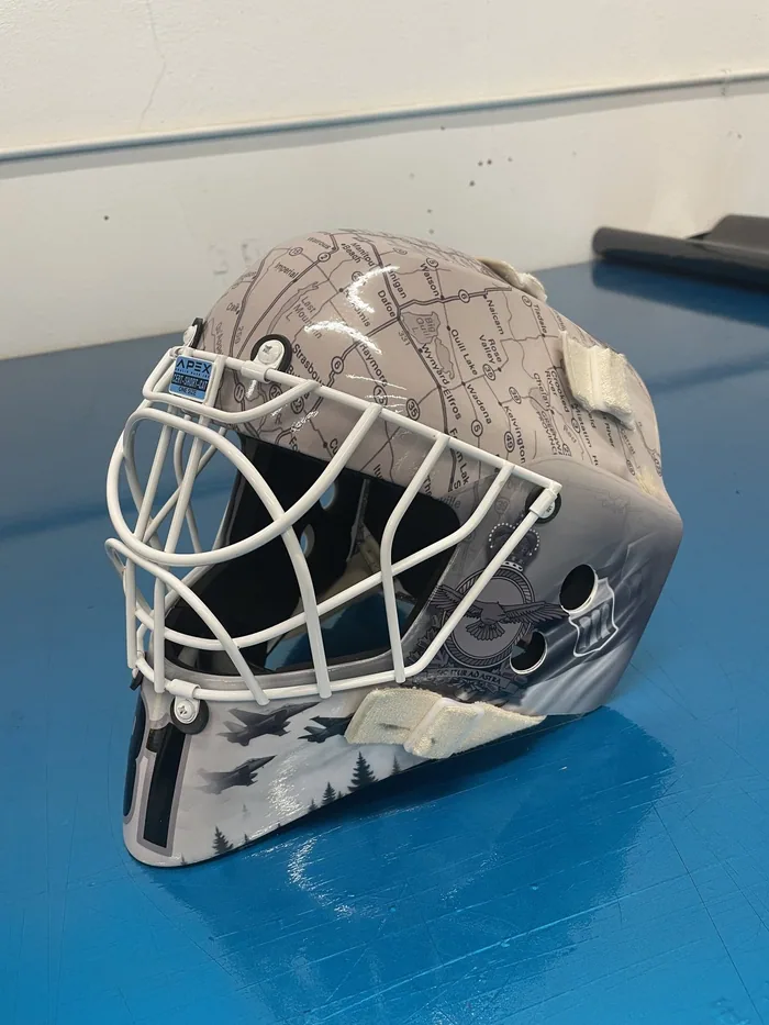 Goalie helmet by JamFam Media